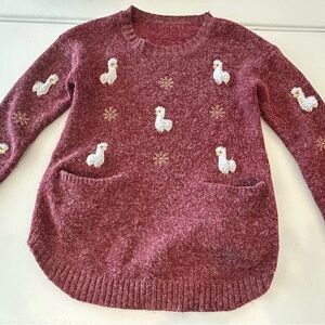 Very cute vintage alpaca-themed crew neck tunic sweater in medium